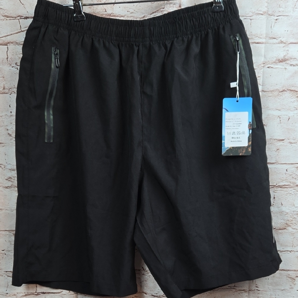 Source Unknown Black Athletic Shorts Elastic Waistband